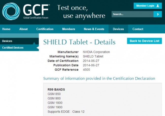 Nvidia Shield on GCF site