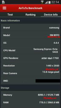 Samung Galaxy Note 4 AnTuTu benchmark
