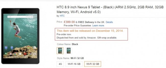 У Amazon проблемы с поставкой Nexus 9