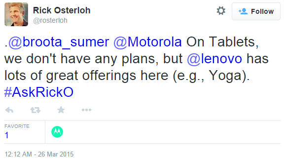У Motorola нету планов на рынок планшетов 