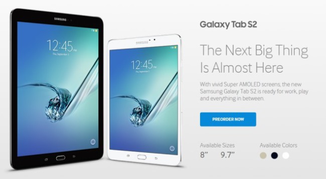 Samsung Galaxy Tab S2 preorder